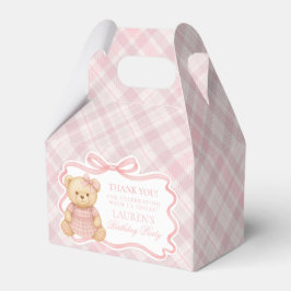 Caja Para Regalos Pink Coquette Bow Bear Girl Birthday Favor Box