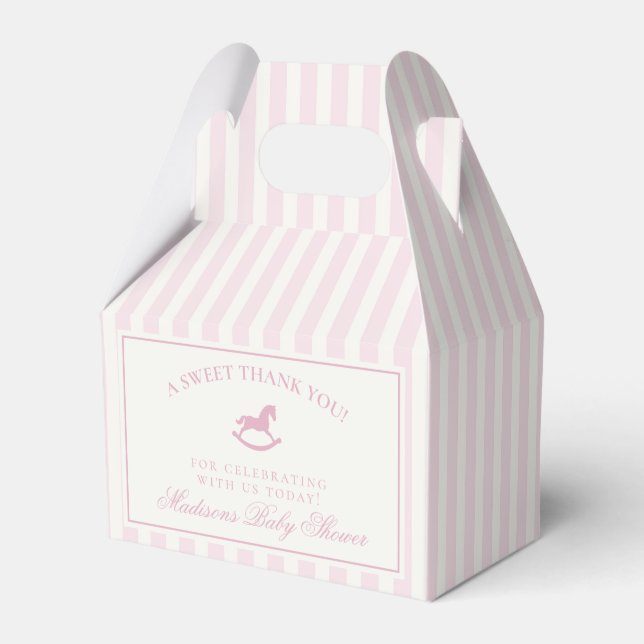 Caja Para Regalos Pink Coquette Bow Rocking Horse Baby Shower (Front Side)
