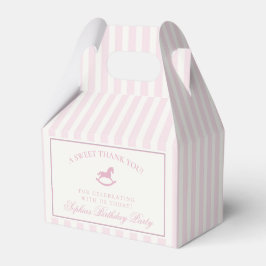 Caja Para Regalos Pink Coquette Bow Rocking Horse Birthday Favor Box