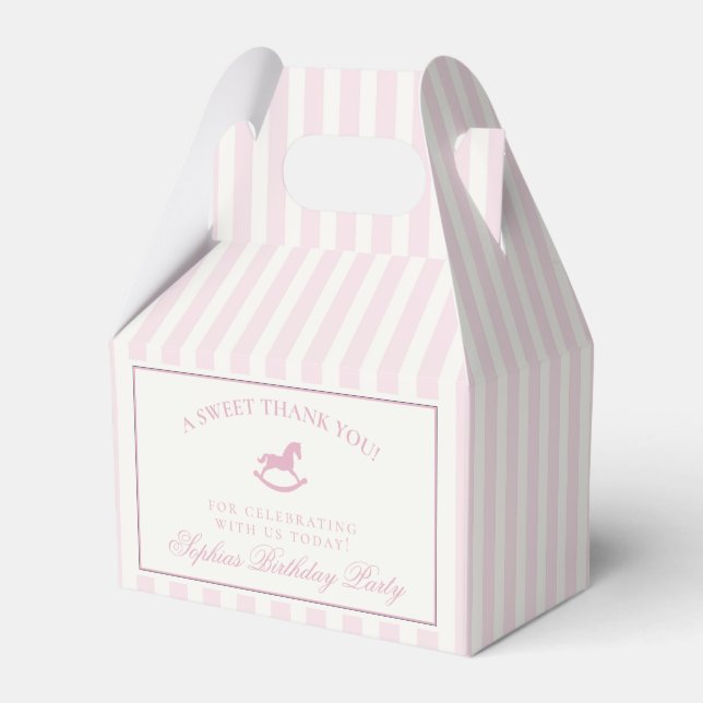 Caja Para Regalos Pink Coquette Bow Rocking Horse Birthday Favor Box (Front Side)