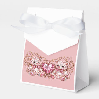 Caja Para Regalos Pink Crystal Teddy Bears with Gem Heart