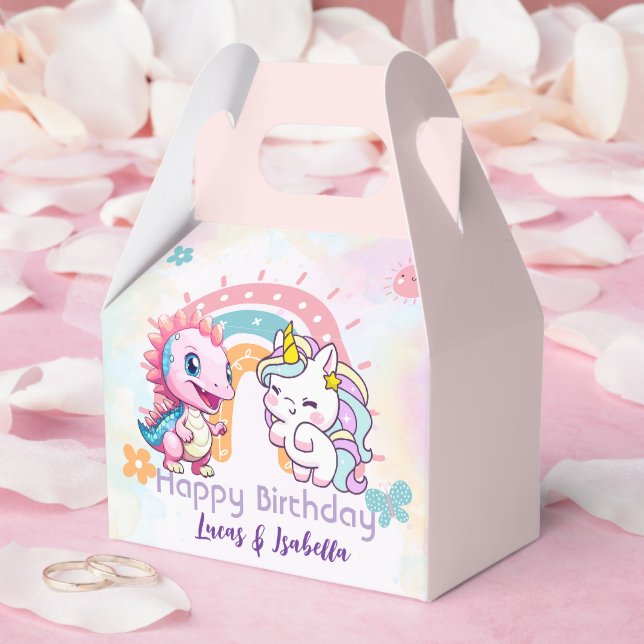 Caja Para Regalos Pink Cute Unicorn dinosaurios arco iris Fiesta de  (Boda)