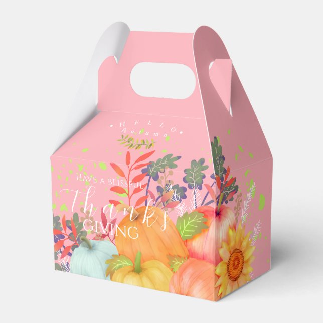 Caja Para Regalos PInk de Acción de Gracias de Otoño (Front Side)