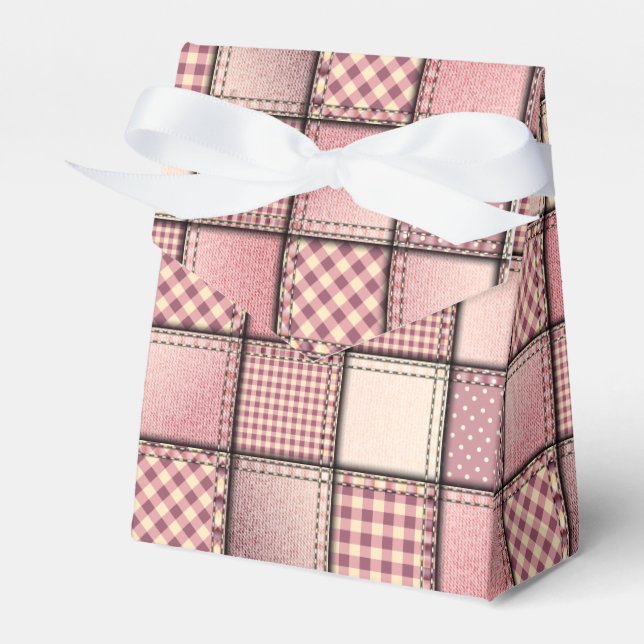 Caja Para Regalos Pink Denim Swatches Tent Favor Box (Front Side)