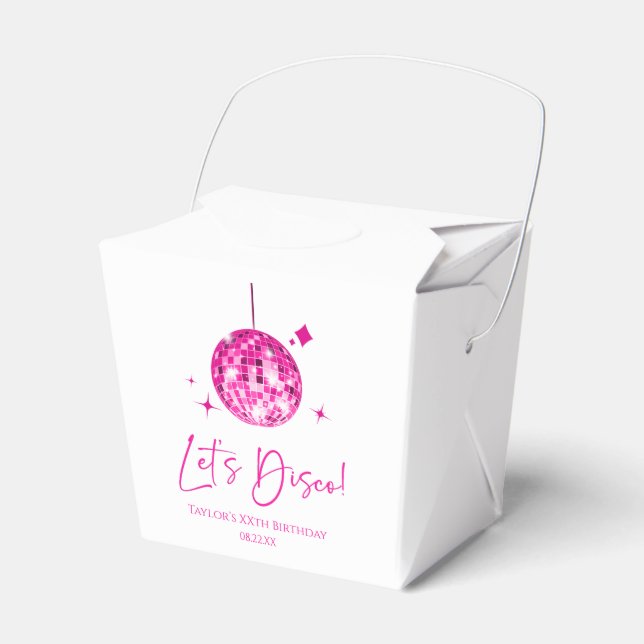 Caja Para Regalos Pink Disco Ball Let's Disco Birthday Party (Front Side)