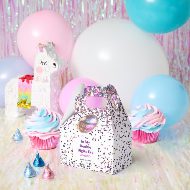 Caja Para Regalos Pink Disco Trendy In My Double Digits Era Birthday (Fiesta)