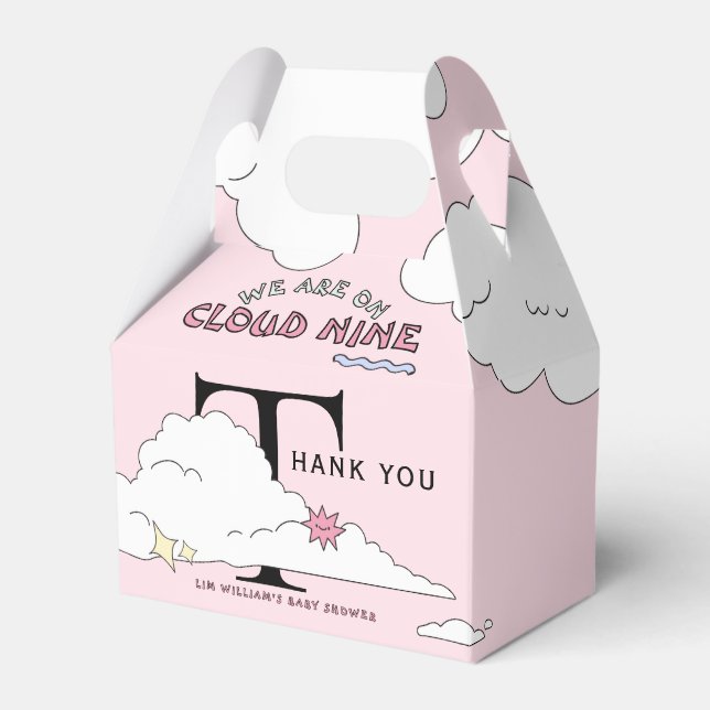 Caja Para Regalos Pink Doodle Cloud Nueve Baby Shower (Front Side)
