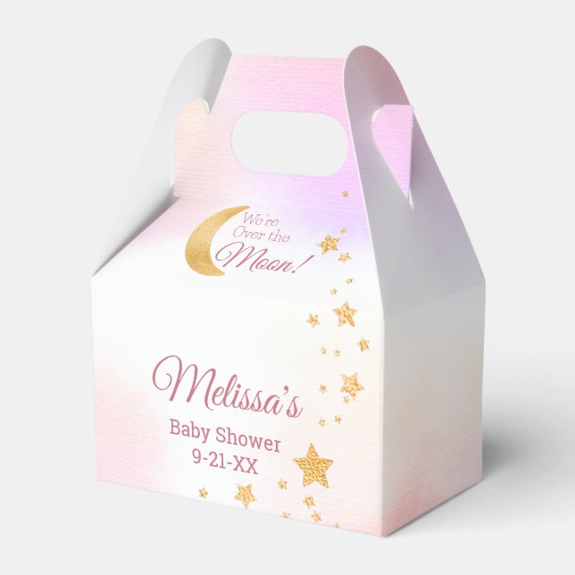 Caja Para Regalos Pink Dreamy We're Over the Moon Chica Baby Shower (Front Side)