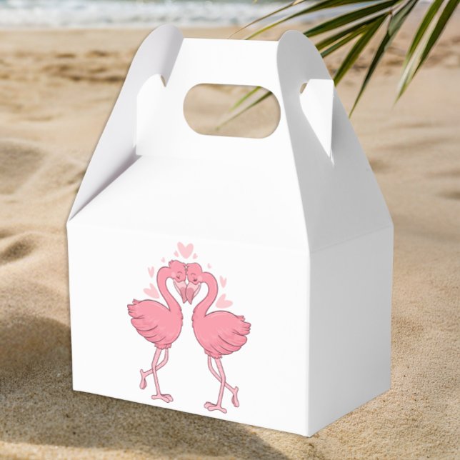 Caja Para Regalos Pink Flamingo Tropical Beach Hawaiian Wedding (Subido por el creador)