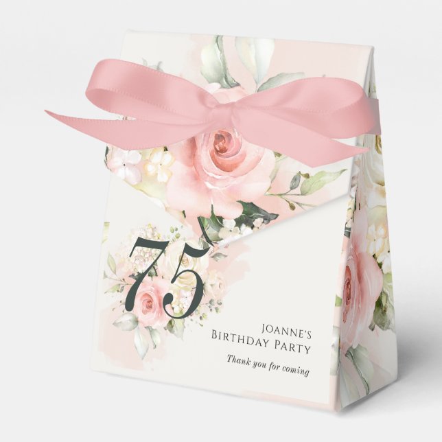 Caja Para Regalos Pink Floral 75th Birthday Party (Front Side)
