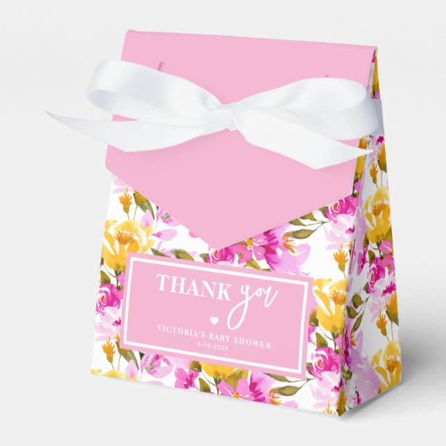 Caja Para Regalos Pink Floral Baby in Bloom Baby Shower (Front Side)