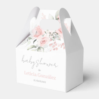 Caja Para Regalos Pink Floral Baby Shower Favor Box in Spanish