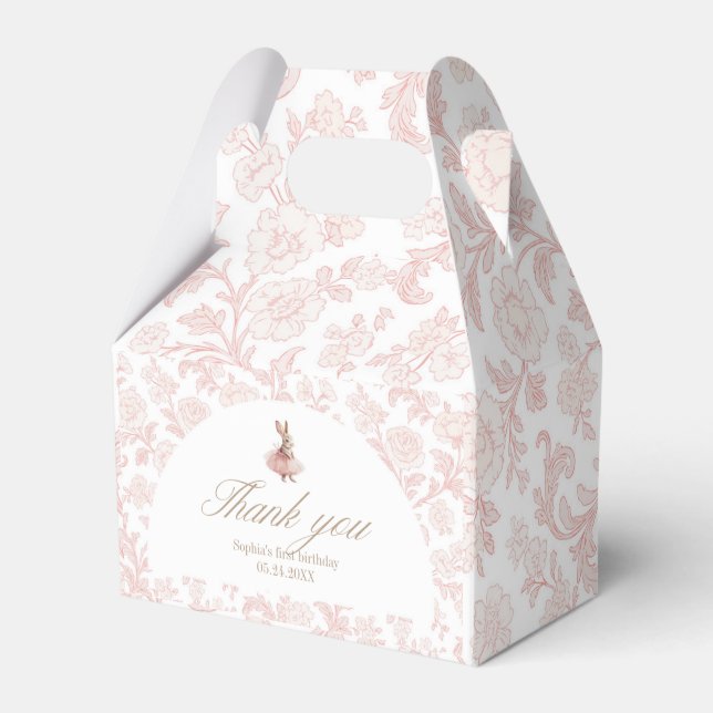 Caja Para Regalos Pink floral Toile Some Bunny Birthday (Front Side)