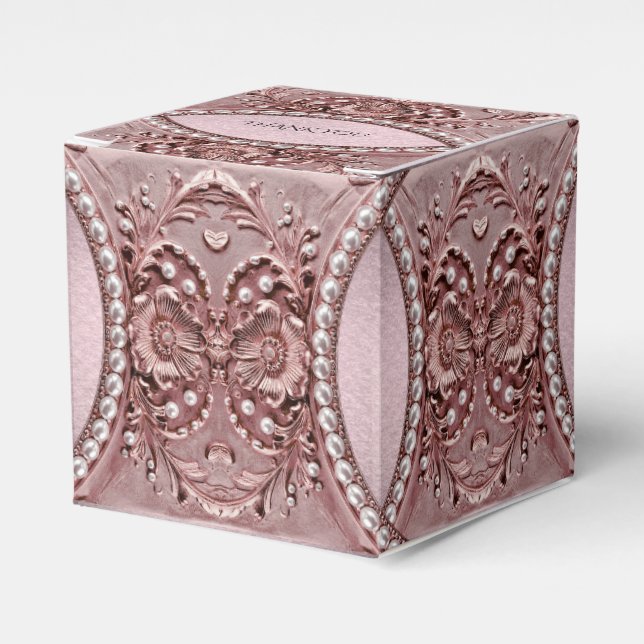 Caja Para Regalos Pink Flower Favor Box (Costado Anverso)