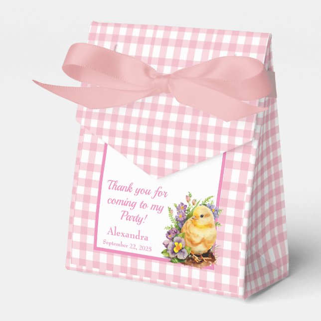 Caja Para Regalos Pink Gingham Checker Birthday Party (Front Side)