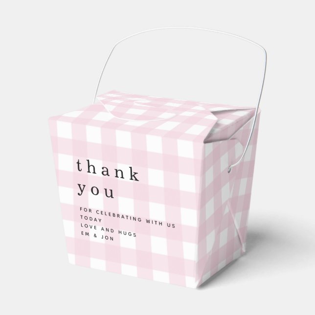Caja Para Regalos Pink Gingham Gracias Picnic Baby Shower (Front Side)