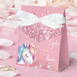 Caja Para Regalos Pink Glitter Rainbow Unicorn Birthday