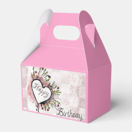Caja Para Regalos Pink Happy Birthday Favor Box Floral Heart Design