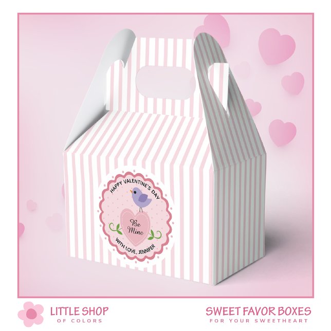 Caja Para Regalos Pink Heart Be Mine Bird Día de San Valentín (Subido por el creador)