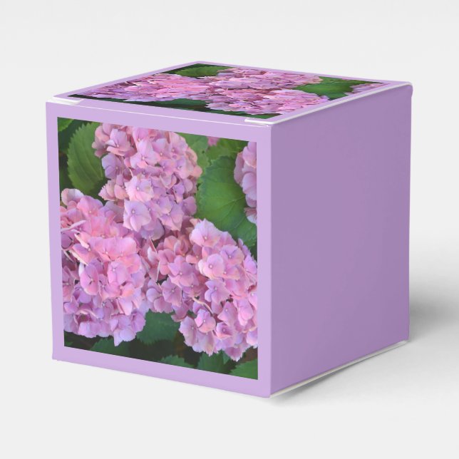 Caja Para Regalos Pink Hortensia hidrangea flores (Costado Anverso)