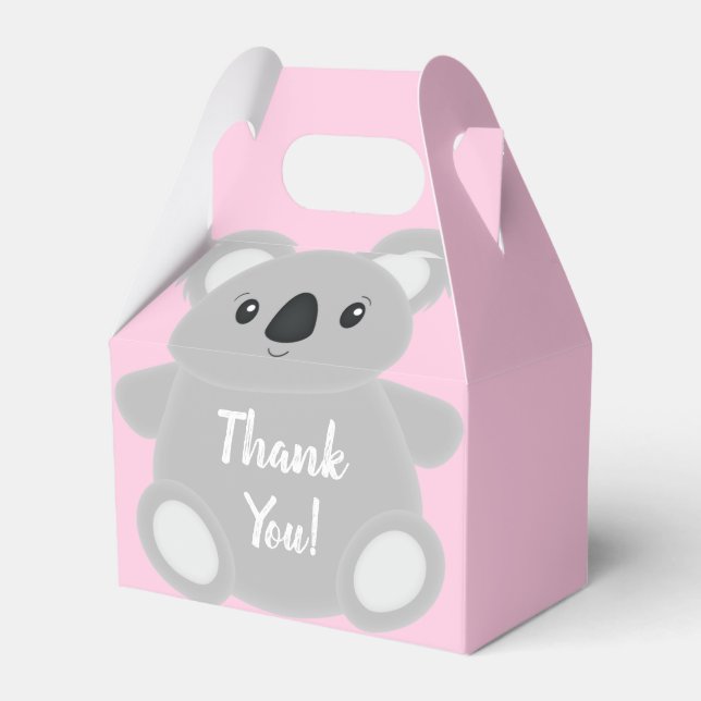 Caja Para Regalos Pink Koala Bear Baby Shower (Front Side)