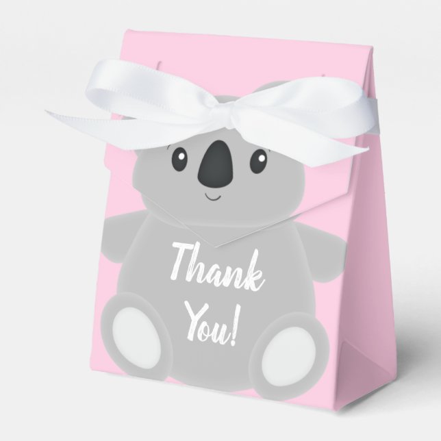 Caja Para Regalos Pink Koala Bear Baby Shower (Front Side)