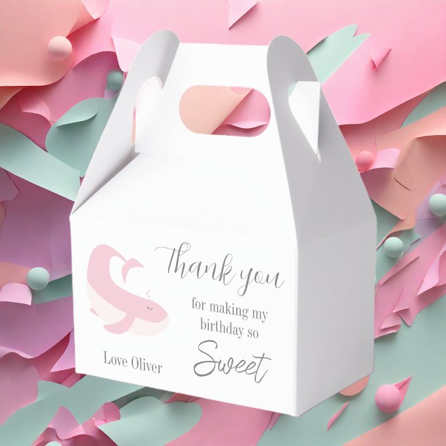 Caja Para Regalos Pink Lilac Whale Pastel fiesta de cumpleaños Graci (Subido por el creador)