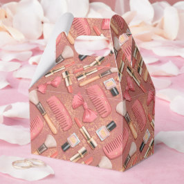 Caja Para Regalos Pink Makeup Cosmetics Pattern Glitter 
