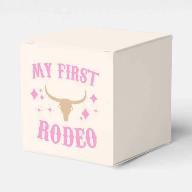 Caja Para Regalos Pink My First Rodeo Cowgirl Primer Cumpleaños (Costado Anverso)