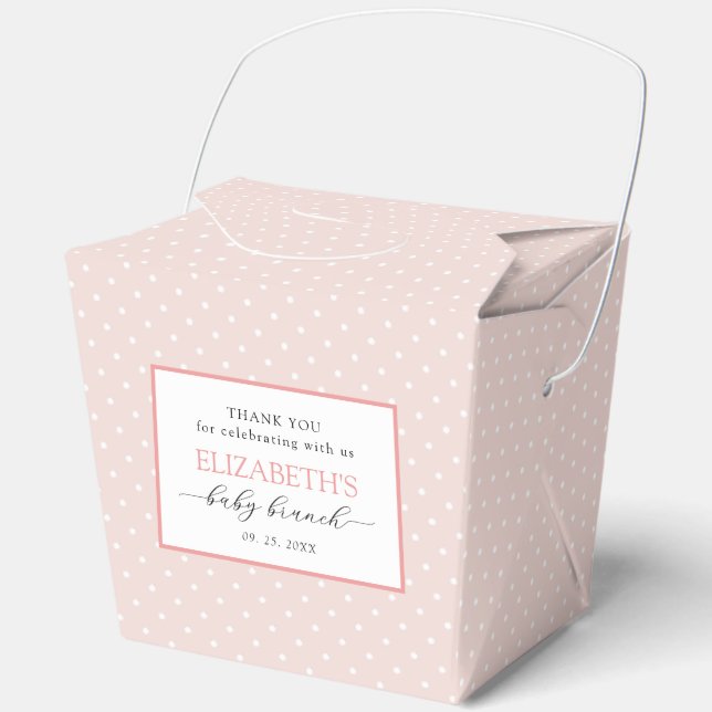 Caja Para Regalos Pink Polka Dot Baby Brunch FavBox (Anverso)