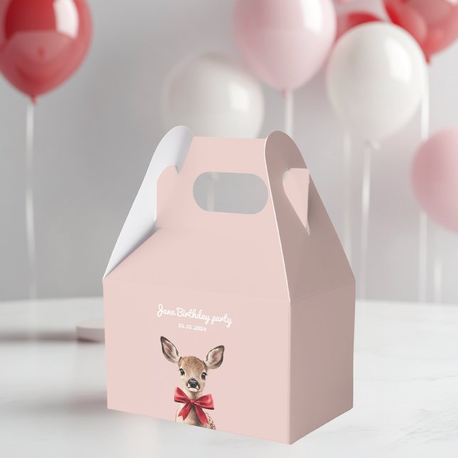 Caja Para Regalos Pink & Red Deer | Fiesta de cumpleaños de Woodland (Subido por el creador)