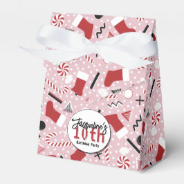 Caja Para Regalos Pink Retro Christmas Peppermint Birthday