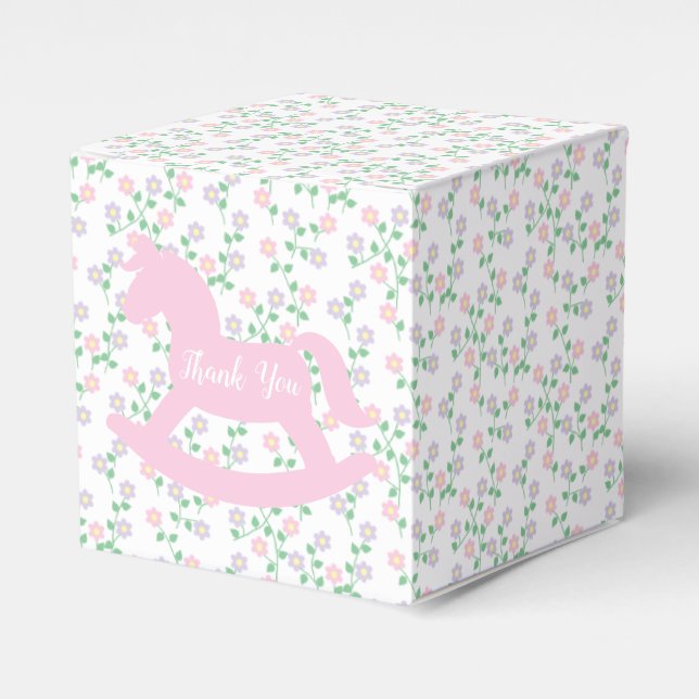 Caja Para Regalos Pink Rocking Horse Girl Baby Shower (Costado Anverso)
