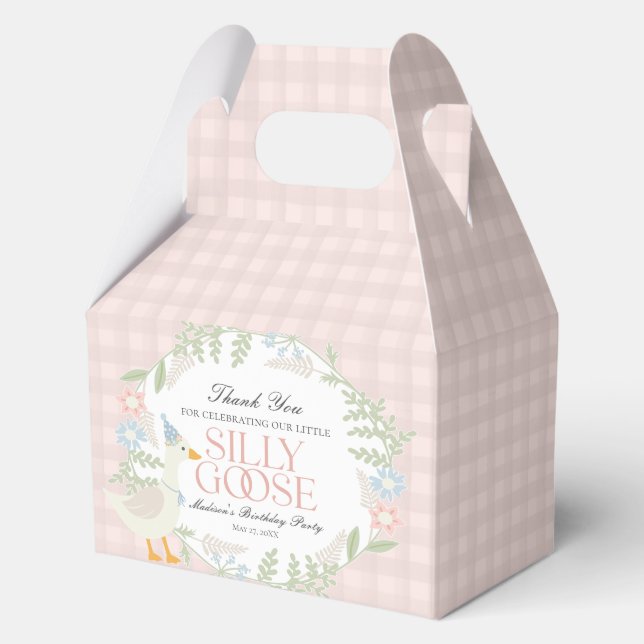 Caja Para Regalos Pink Silly Goose Floral Gingham Birthday (Anverso)