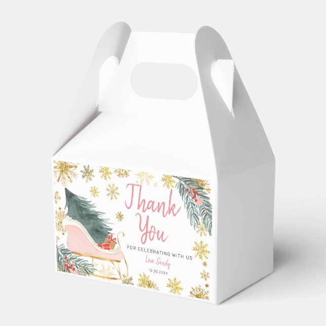 Caja Para Regalos Pink Sleigh Baby Shower Pequeño paquete de alegría (Front Side)