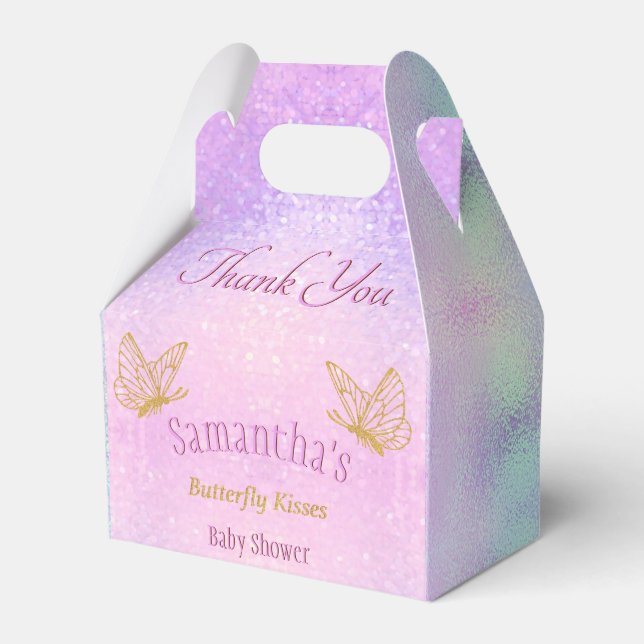 Caja Para Regalos Pink Sparkle Whimsical Butterfly Baby Shower (Front Side)
