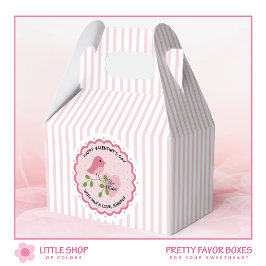 Caja Para Regalos Pink Stripes Lovebird Valentine