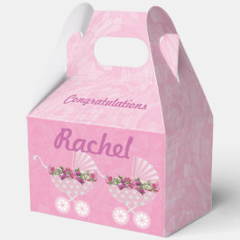 Caja Para Regalos Pink Stroller Girl Baby Shower 5"w x 3"l x 6.5"h