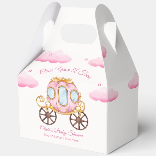 Caja Para Regalos Pink Sweet Fairy Princess Carriage Baby Shower  (Reverso )