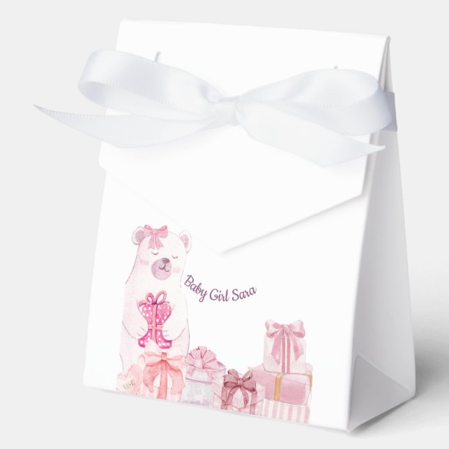 Caja Para Regalos Pink Teddy Bear Baby Shower Favor Bag (Anverso)