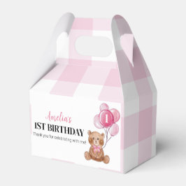 Caja Para Regalos Pink Teddy Bear First Birday Party Favbox