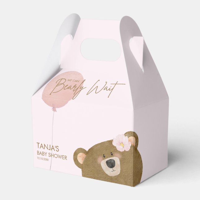 Caja Para Regalos Pink Teddy Podemos Bear Esperar Chica Baby Shower (Front Side)
