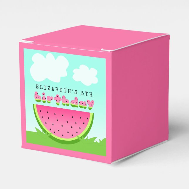 Caja Para Regalos Pink Watermelon Birday Picnic Fiesta (Costado Anverso)