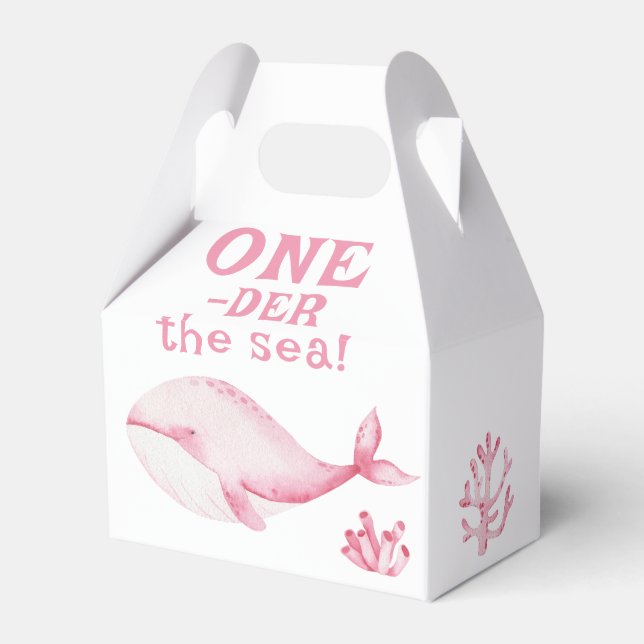 Caja Para Regalos Pink Whale Oneder The Sea 1st Birthday  (Front Side)