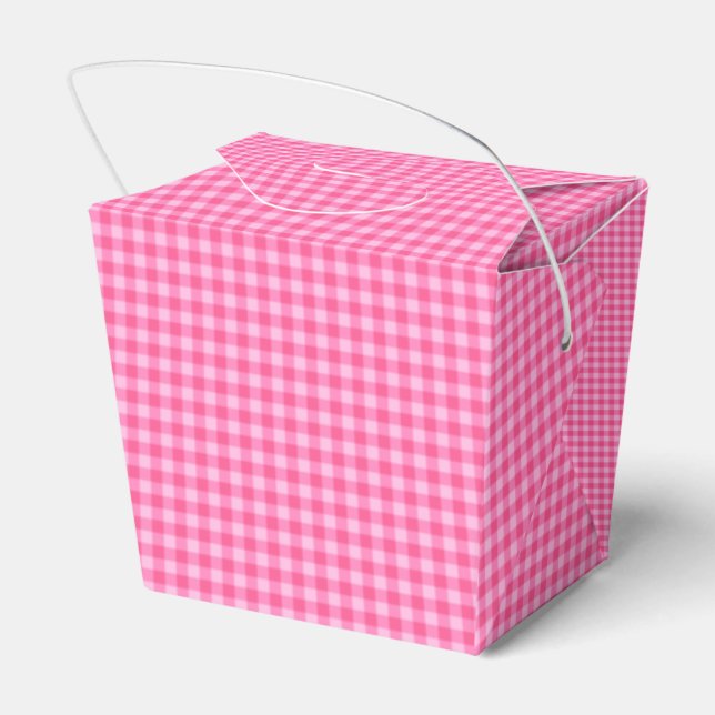 Caja Para Regalos Pink-White-Pastel Gingham-PARTY FAVOR BOX, saque (Reverso)
