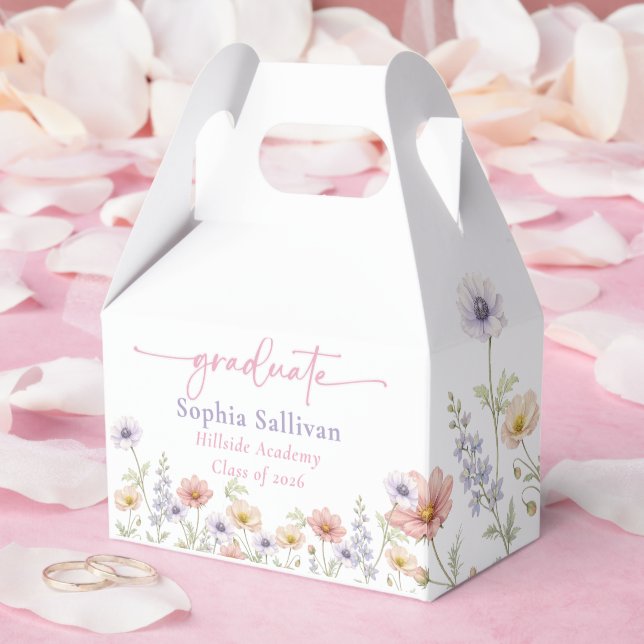 Caja Para Regalos Pink Wildflower Bloom Graduation Party (Boda)