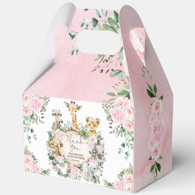 Caja Para Regalos Pink Wilgle Safari Animales Negras Bebés (Anverso)