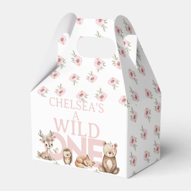Caja Para Regalos Pink Woodland Wild One First Birthday (Front Side)