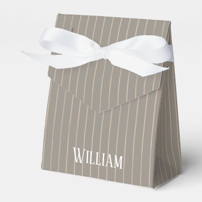Caja Para Regalos Pinstripes beiges personalizadas (Front Side)