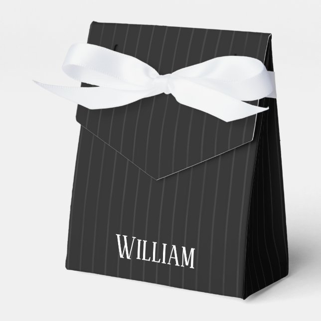 Caja Para Regalos Pinstripes negras personalizadas (Front Side)